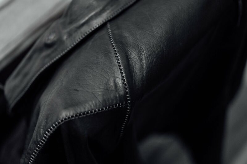 Boris Bidjan Saberi J2 Horse Leather Jacket black stitches detail