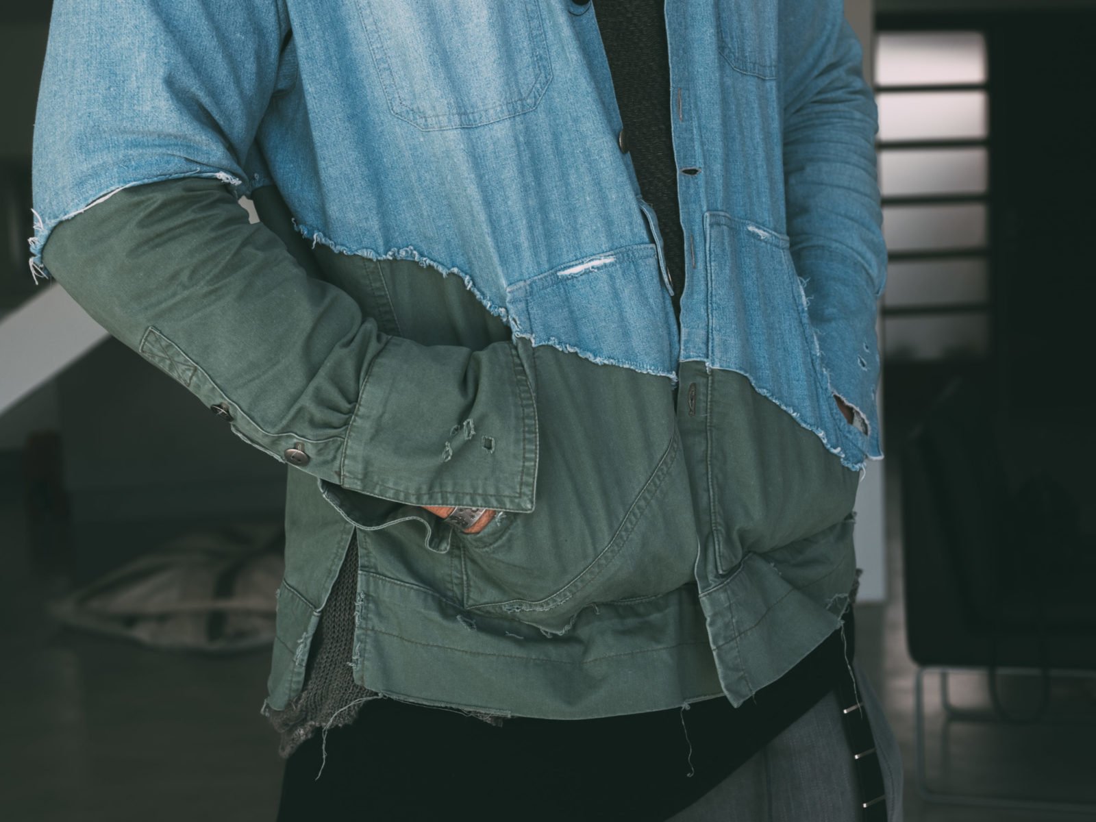 Greg Lauren Denim/Cargo 50-50 Boxy Studio Shirt