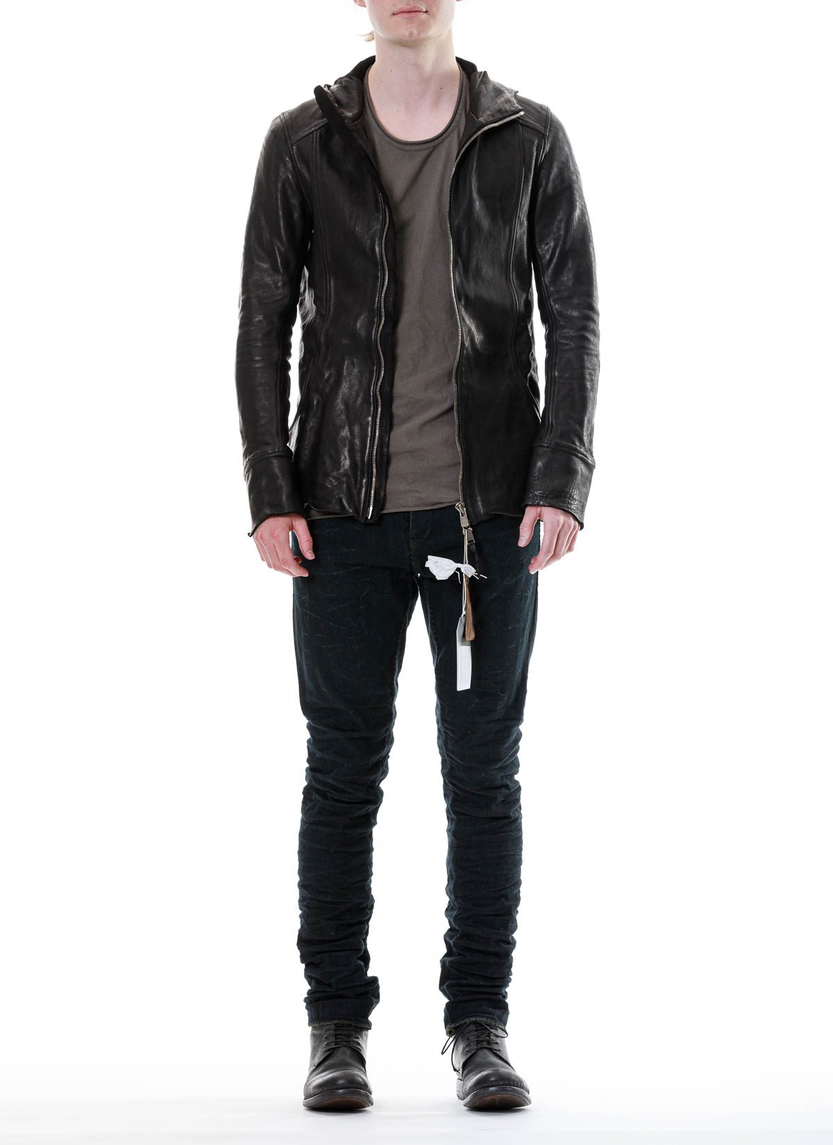 hide-m | GUIDI LAYER-0 Men AVM Aviator Leather Jacket, black