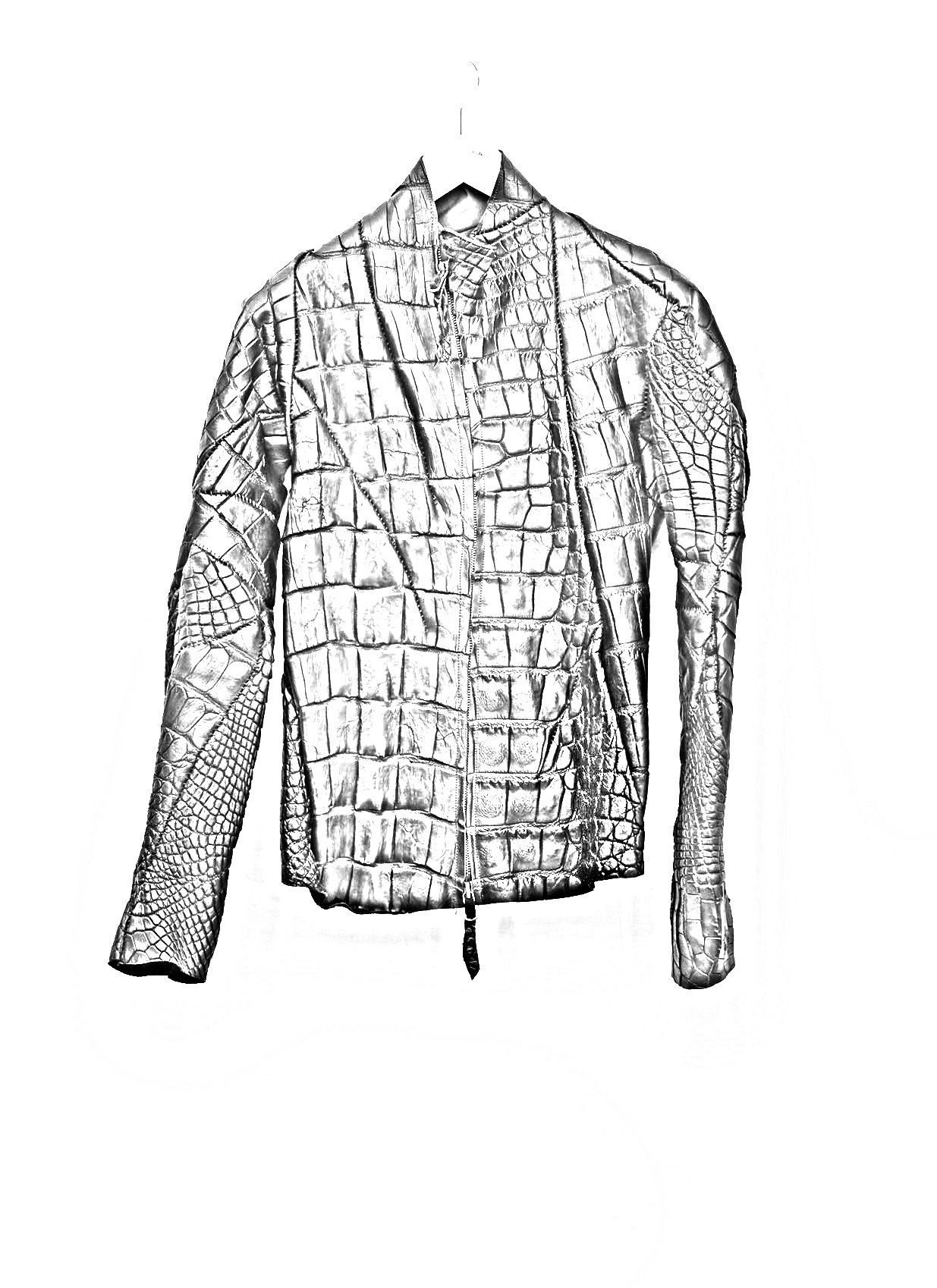 LEON EMANUEL BLANCK Distortion Aviator Jacket, black, wild alligator