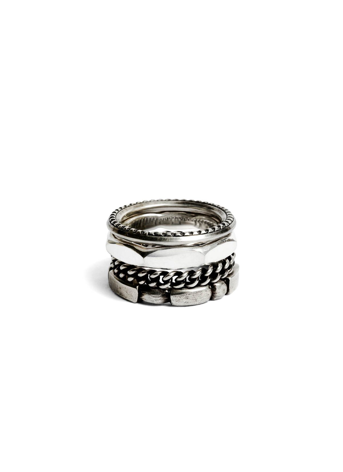 WERKSTATT:MÜNCHEN M1188 4Ring Combination Facettes, sterling silver