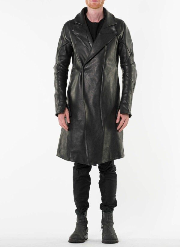 LEON EMANUEL BLANCK Distortion Officer Coat, black, horse leather