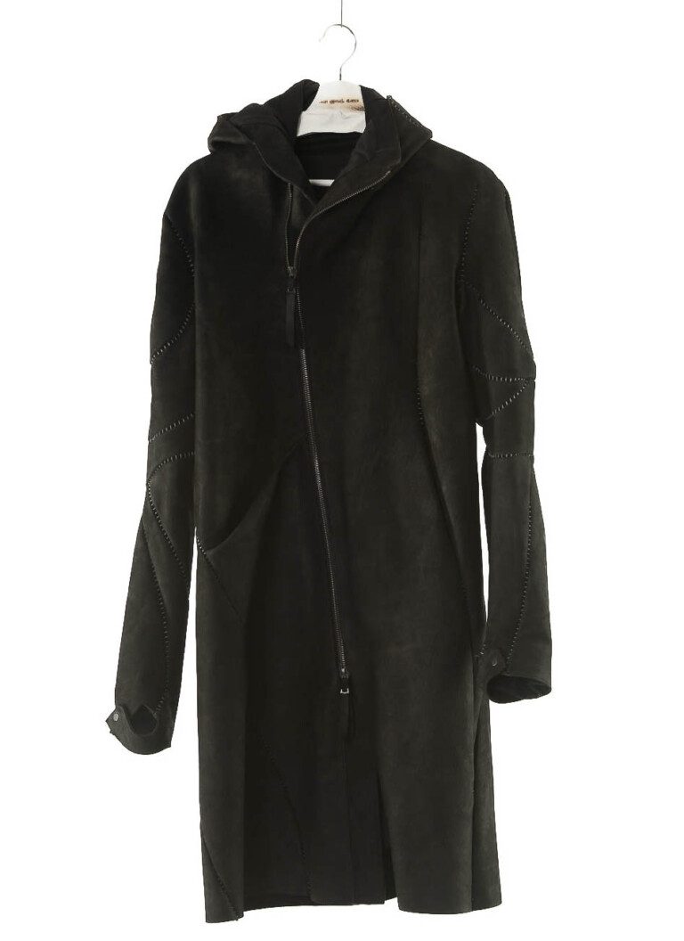 LEON EMANUEL BLANCK Distortion Officer Coat, black, horse leather