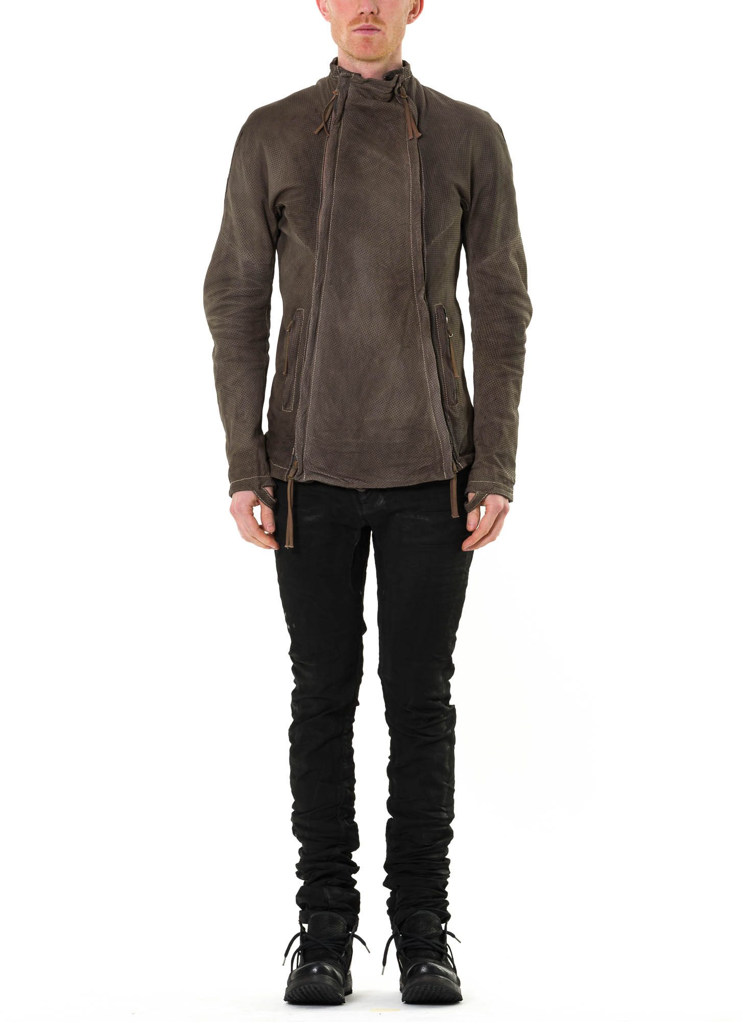 BORIS BIDJAN SABERI J4, carbon grey, kangaroo leather perforated  (FMM20053-T)