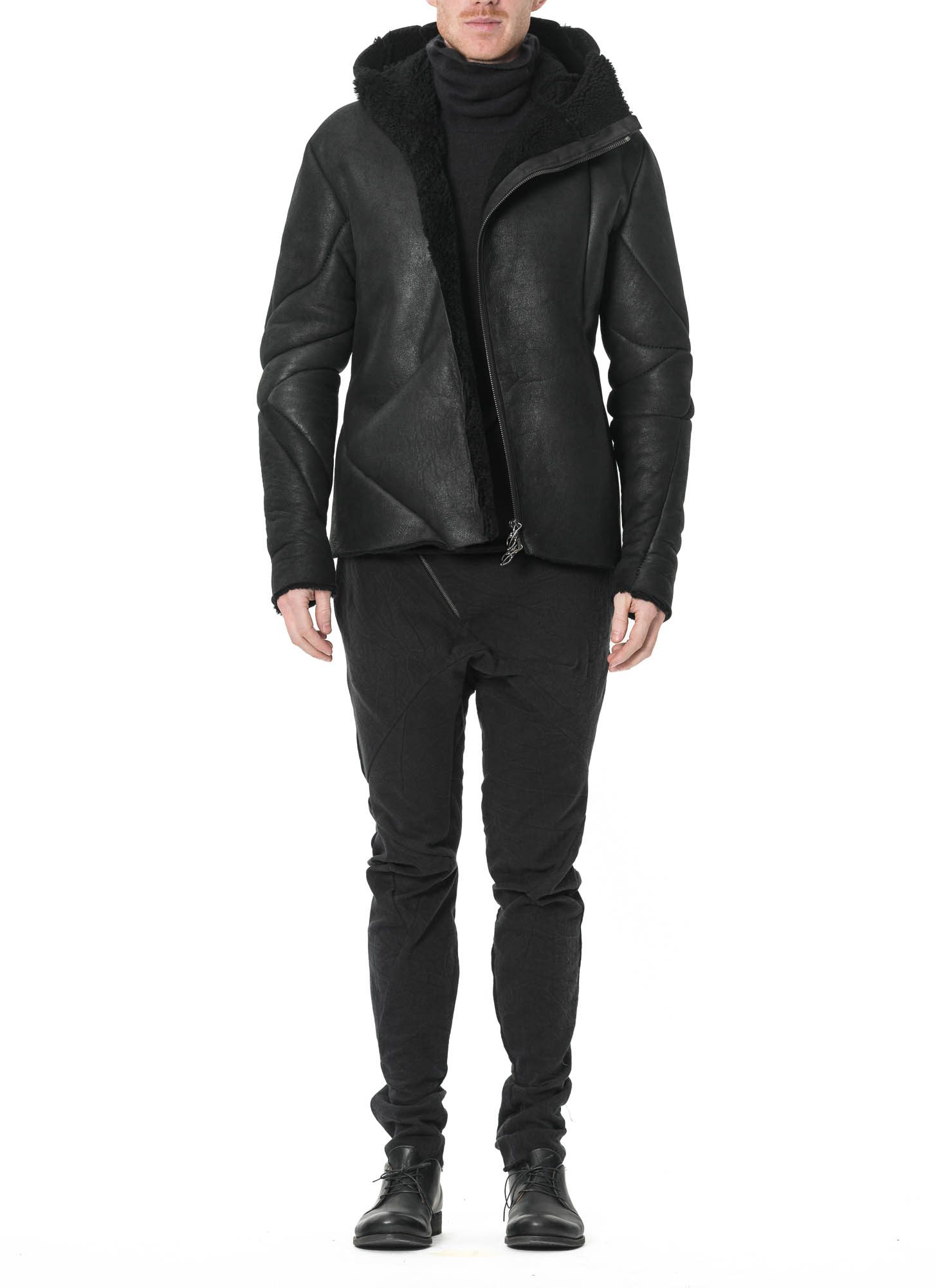 LEON EMANUEL BLANCK Distortion Hooded L Jacket, black, merino