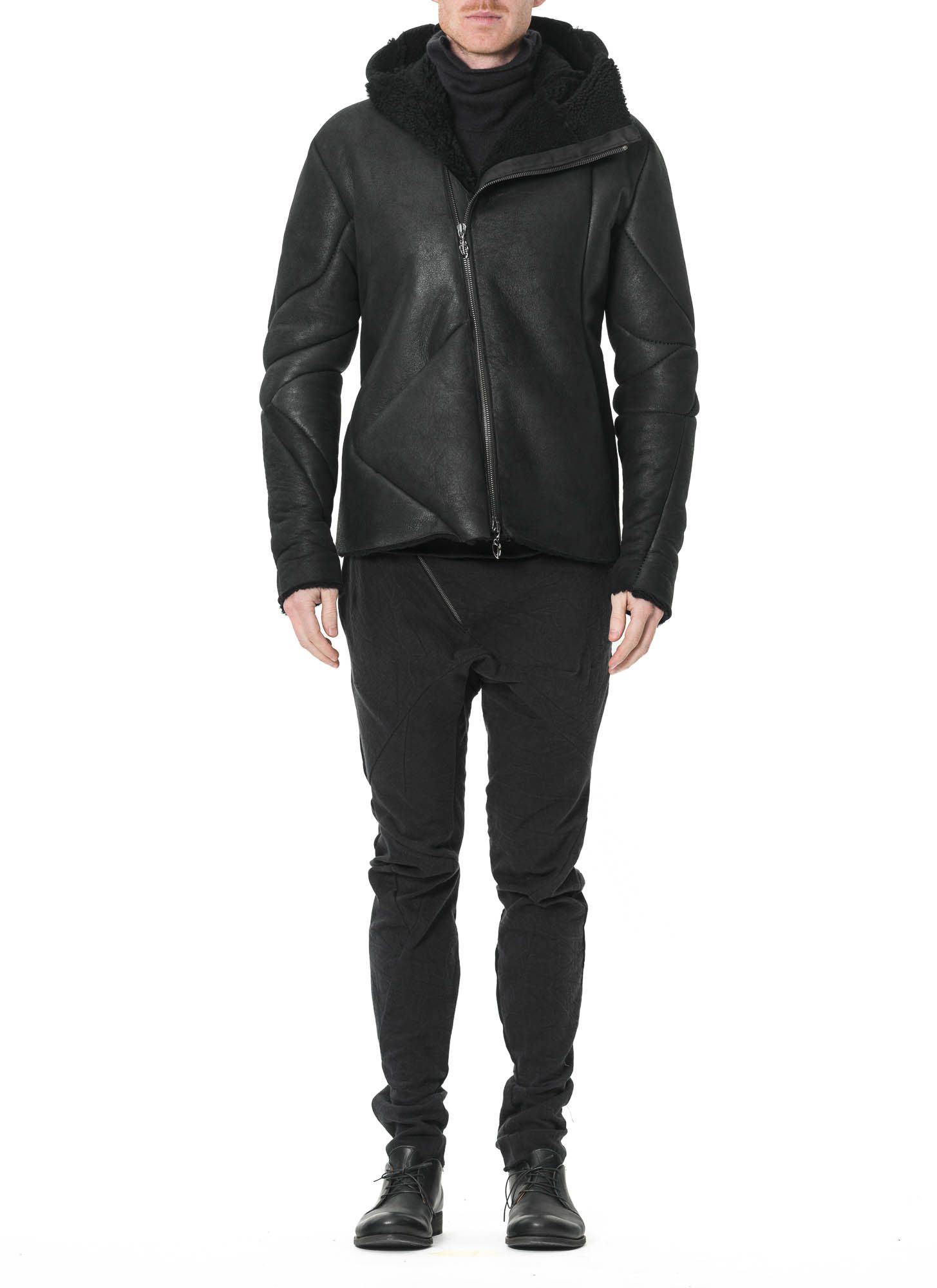 LEON EMANUEL BLANCK Distortion Hooded L Jacket, black, merino
