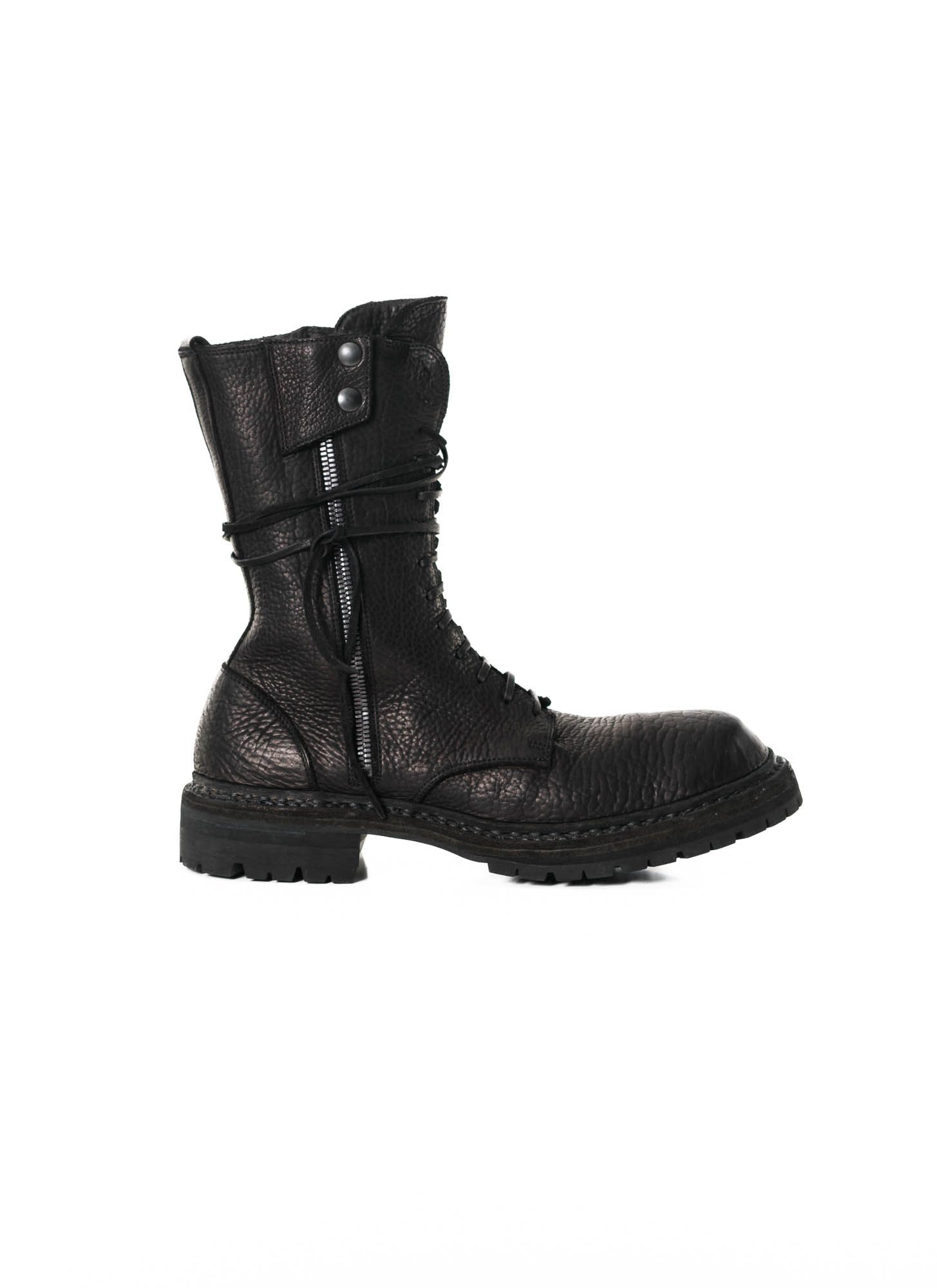 GUIDI ER01V Laced Up Side Zip Boot With Vibram Sole, black GUIDI ER01V Laced Up Side Zip Boot With Vibram Sole, black