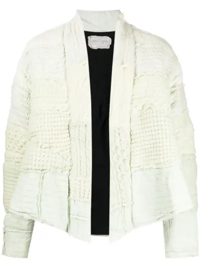 Greg Lauren patchwork-knit wool jacket - Green