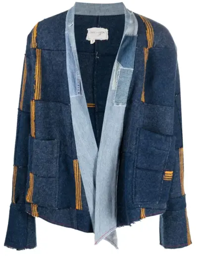 Greg Lauren patchwork short coat - Blue
