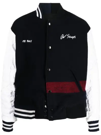Greg Lauren slogan-embroidered bomber jacket - Blue