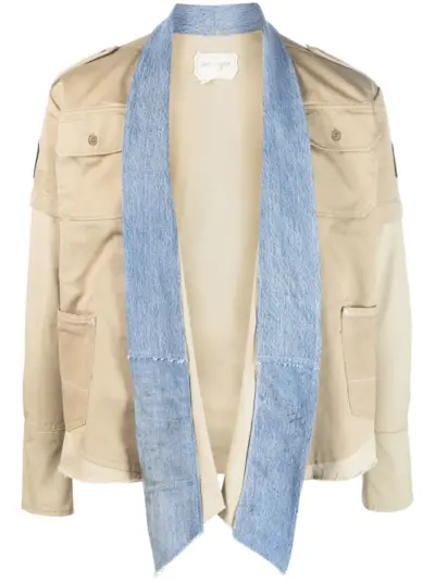 Greg Lauren two-tone cotton military jacket - Neutrals