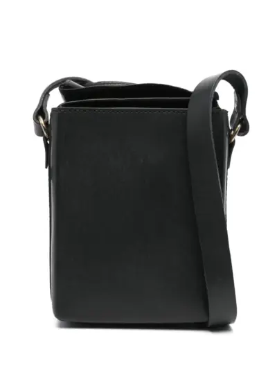 Guidi leather bucket messenger bag - Black