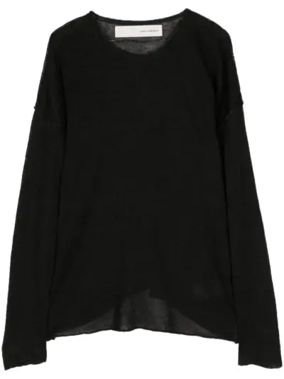 Isabel Benenato raw edge linen jumper - Black