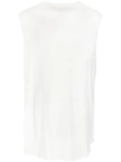 Julius curved-hem cotton tank top - White