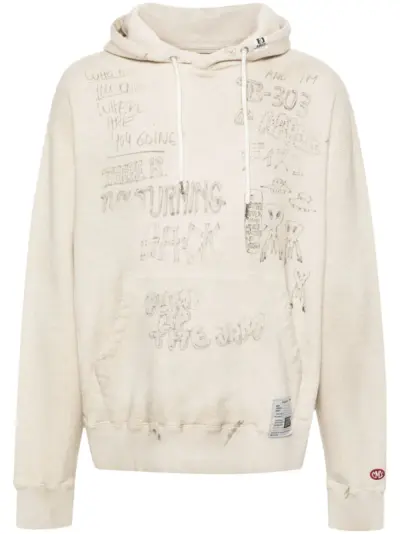 Maison MIHARA YASUHIRO distressed cotton hoodie - Neutrals