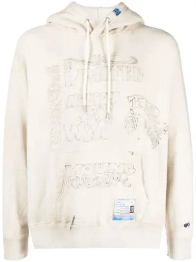 Maison MIHARA YASUHIRO faux-collar slogan-printed hoodie - Neutrals