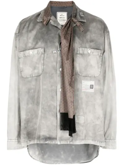 Maison MIHARA YASUHIRO scarf-detail distressed-finish shirt - Grey