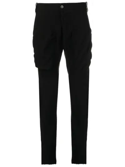 Masnada waffle-effect cotton slim trousers - Black