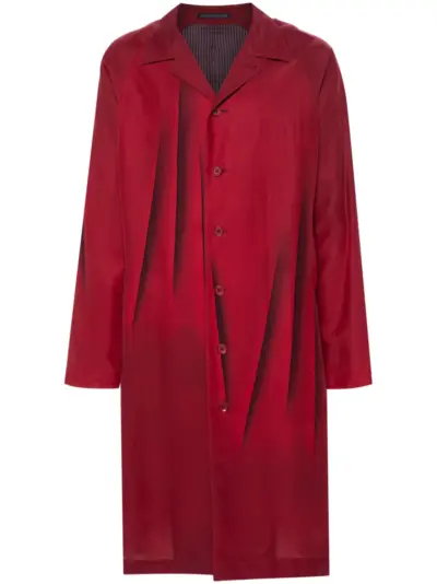 Yohji Yamamoto abstract-print silk coat - Red