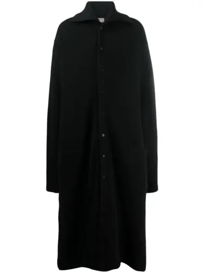 Yohji Yamamoto fine-knit ankle-length coat - Black