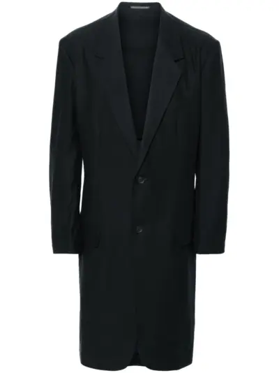 Yohji Yamamoto graphic-print coat - Black