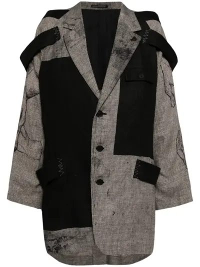 Yohji Yamamoto layered-design linen blazer - White