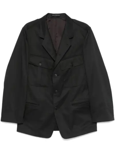 Yohji Yamamoto pleat-detail twill blazer - Black