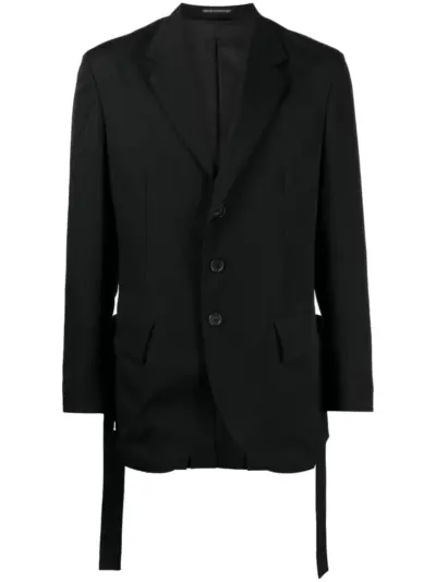 Yohji Yamamoto single-breasted notched wool blazer - Black