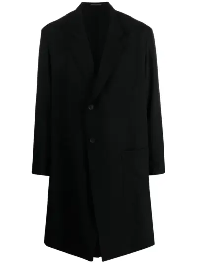Yohji Yamamoto single-breasted wool coat - Black