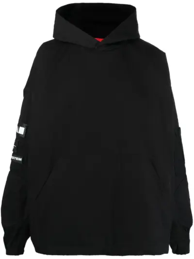 032c Stronger multiple-patch cotton hoodie - Black