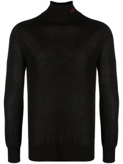 032c fine-knit roll-neck jumper - Black