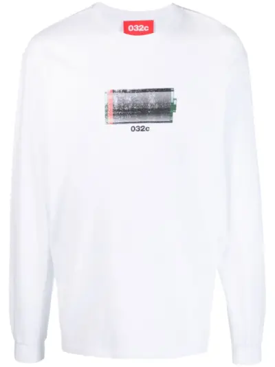 032c long-sleeve organic-cotton T-shirt - White