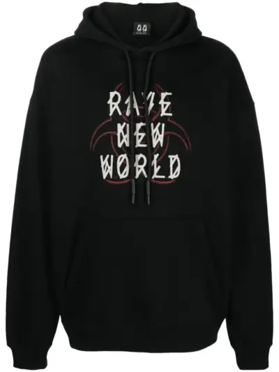 44 LABEL GROUP Fallout logo-print cotton hoodie - Black