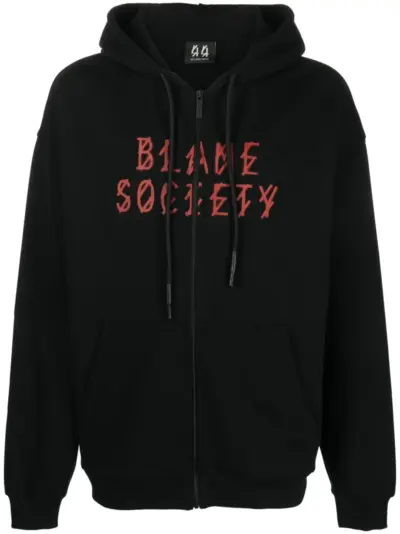 44 LABEL GROUP Greed cotton zipped hoodie - Black