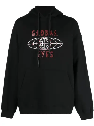 44 LABEL GROUP graphic-print cotton hoodie - Black