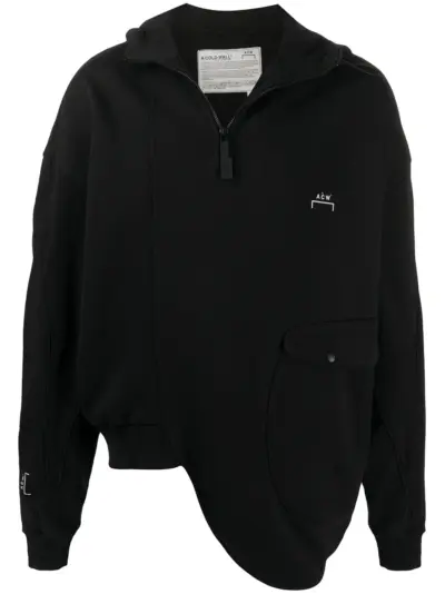 A-COLD-WALL* asymmetric logo printed hoodie - Black