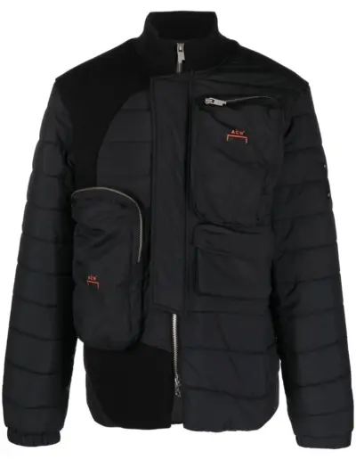A-COLD-WALL* logo-print asymmetric padded jacket - Black