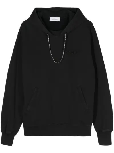 AMBUSH ballchain-detail cotton hoodie - Black