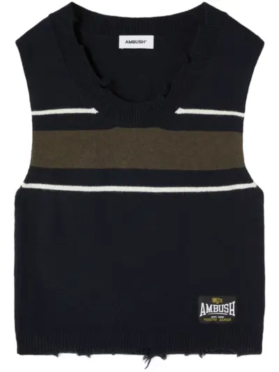 AMBUSH distressed wool vest - Blue
