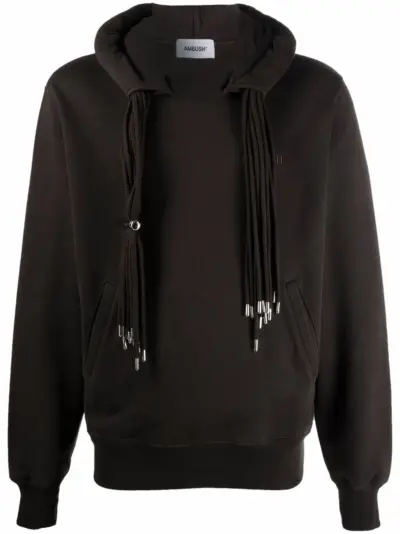 AMBUSH drawstring cotton hoodie - Brown