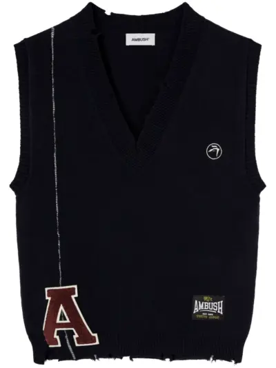 AMBUSH raw-cut knitted vest - Blue