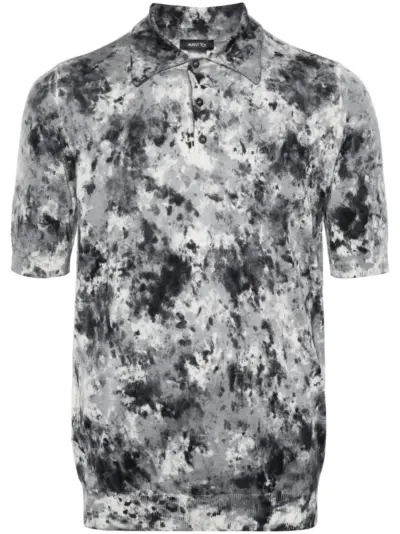 Avant Toi abstract-print ribbed polo shirt - Grey