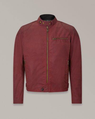 Belstaff Ariel Motorcycle Jacket Men's Waxed Cotton Racing Red Size XL
