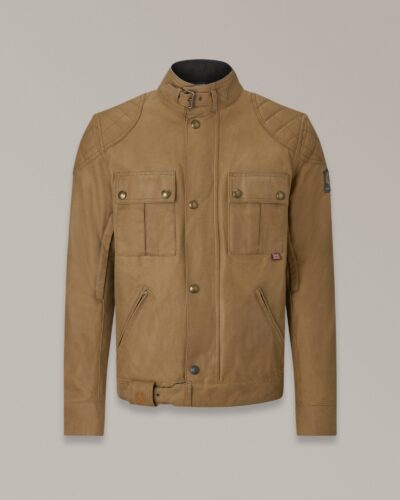 Belstaff Brooklands Motorcycle Jacket Men's Waxed Cotton Sand Size M