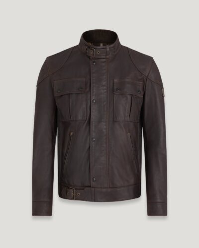 Belstaff Legacy Gangster Jacket Men's Hand Waxed Leather Antique Brown Size UK 44