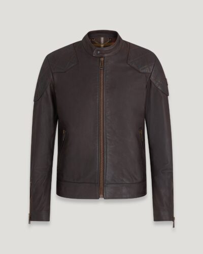 Belstaff Legacy Outlaw Jacket Men's Hand Waxed Leather Antique Brown Size UK 36