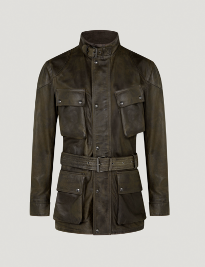 Belstaff Legacy Trialmaster Panther Jacket Men's Hand Waxed Leather Dark Belstaff Olive Size UK 36