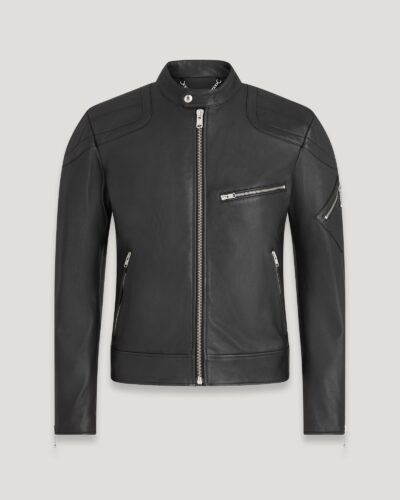 Belstaff T Racer Jacket Men's Cheviot Leather Black Size UK 50