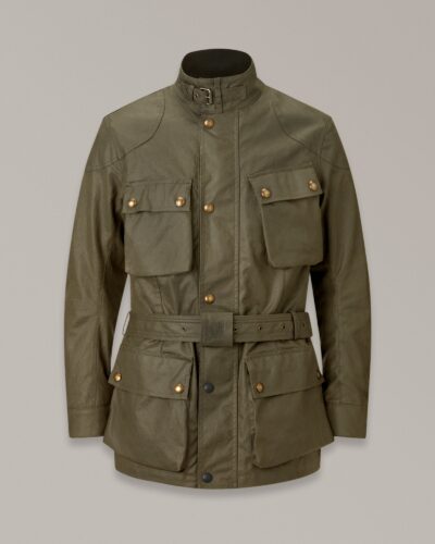 Belstaff Trialmaster Motorcycle Jacket Men's Waxed Cotton Olive Green Size 3XL