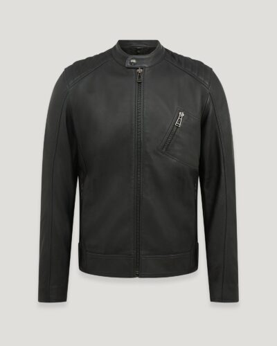 Belstaff V Racer Jacket Men's Cheviot Leather Dark Ink Size UK 40